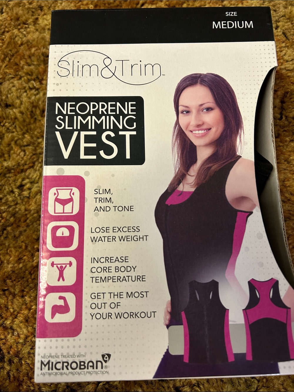 Neoprene Slimming Vest in Black and Pink - Medium